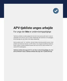 APV-tjekliste for unge ikke-undervisningspligtige